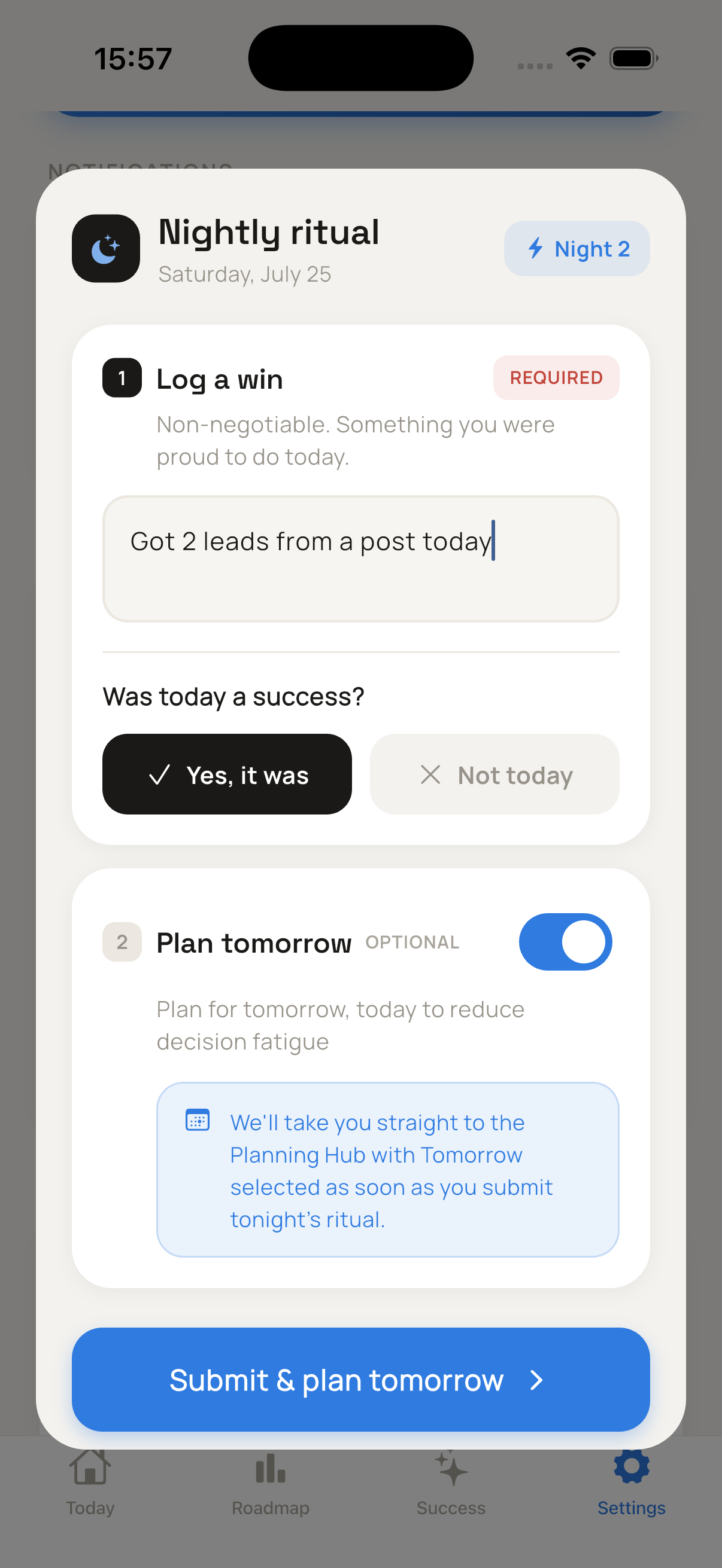 June — plan tomorrow